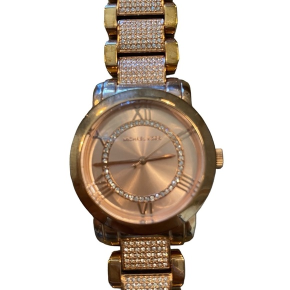 Michael Kors Rose gold Tone crystal encrusted watch Time Piece Christmas Gift - Picture 6 of 11